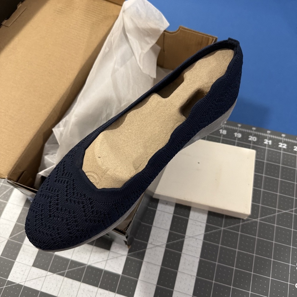 Skechers Cleo Flex-Wedge Shoes Women's 9.5 Navy Blue New Days Vegan - New